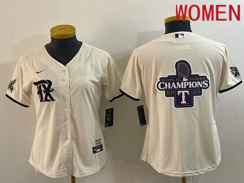 Women Texas Rangers Blank Cream Game Nike 2023 MLB Jersey style 1